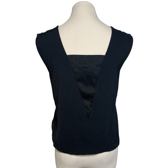 Rag & Bone Alma Boxy Tuxedo Sleeveless V Neck Lined Crop Top Tank Black Medium - Picture 3 of 11